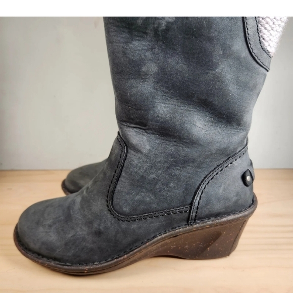 UGG Skylair Boot Women's Size 6 Gray Suede Knit Lined Logo Shearling Tall - Picture 6 of 10